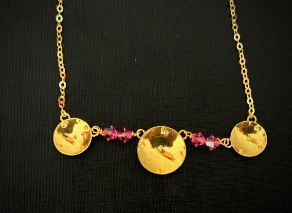 Collier 3 Battées – Grenats Roses