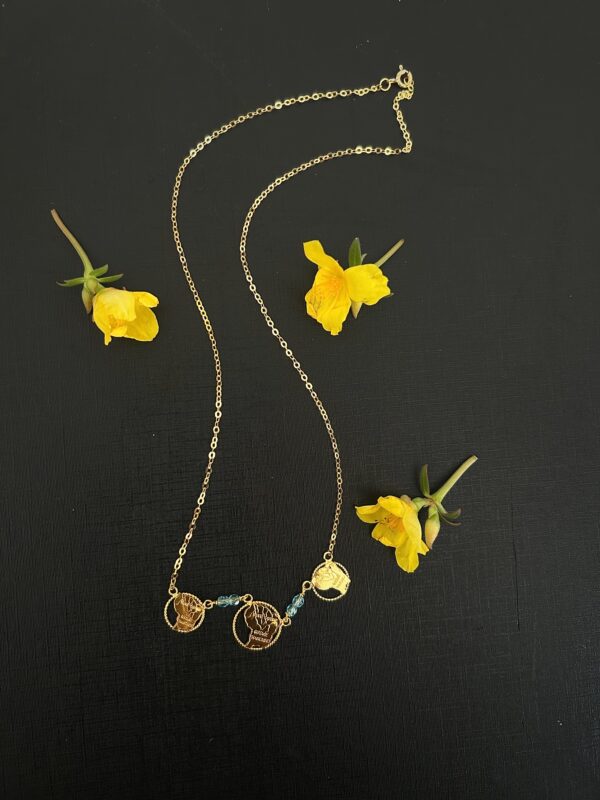 Collier 3 Cartes de la Guyane – Grenats Bleus