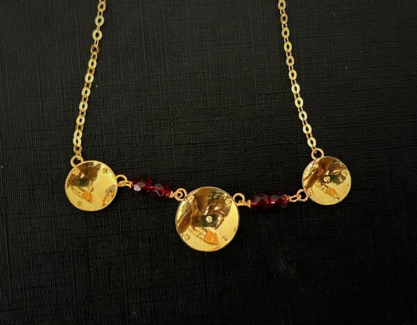 Collier 3 Battées – Grenats Rouges