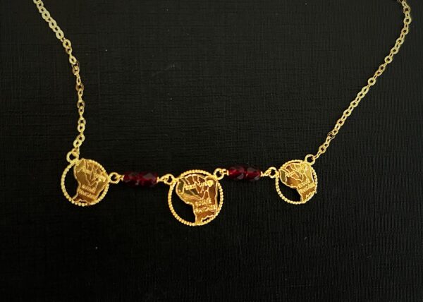 Collier 3 Cartes de la Guyane – Grenats Rouges