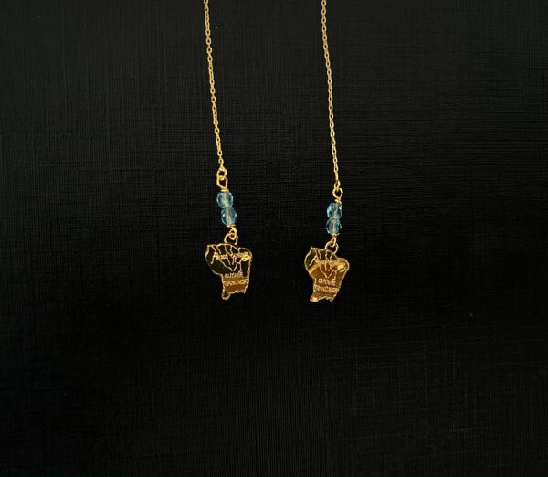 Boucles d’Oreilles Chaînette – Carte de la Guyane – Grenats Bleus