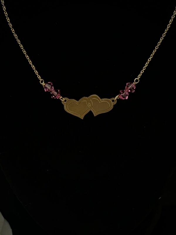 Collier Double Cœur – Grenats Roses – Image 3