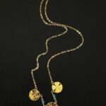 Collier Motif Trèfle – Grenats Bleus