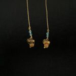 Boucles d’Oreilles Chaînette – Carte de la Guyane – Grenats Bleus