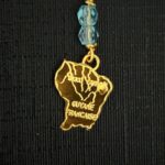 Boucles d’Oreilles Chaînette – Carte de la Guyane – Grenats Bleus