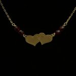 Collier Double Cœur – Grenats Rouges