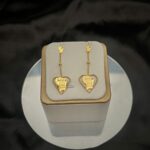 Boucles d&rsquo;Oreilles Chaînette – Carte de la Guyane en Coeur Doré