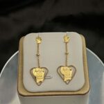 Boucles d&rsquo;Oreilles Chaînette – Carte de la Guyane en Coeur Doré